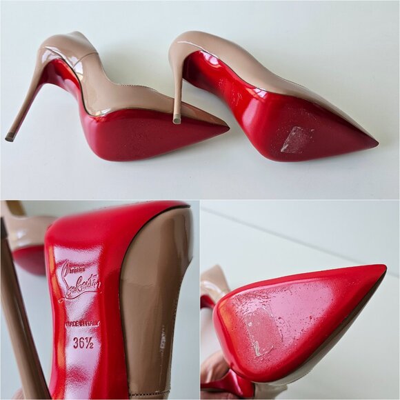 Christian Louboutin So Kate 120 Nude Patent Pumps - Picture 8 of 14